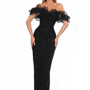 Elegant Black Off-Shoulder Evening Dress
